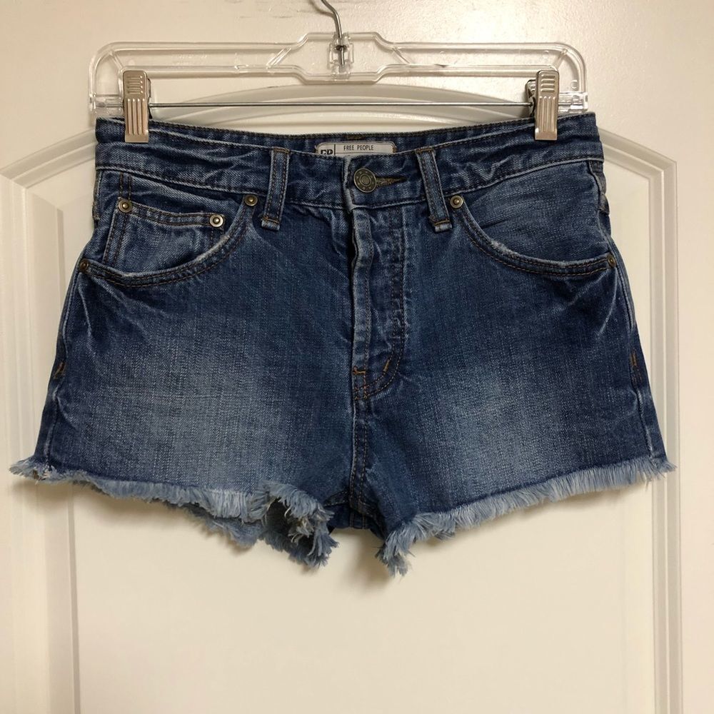 Free People Denim High Rise Jean Cut Off Shorts 25